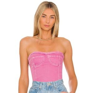 superdown Pink Strapless Crop Top